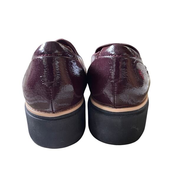 Clarks 8 Sharon Dolly Loafer Patent Leather Slip On Platform Shoes Burgundy Red - Picture 4 of 6